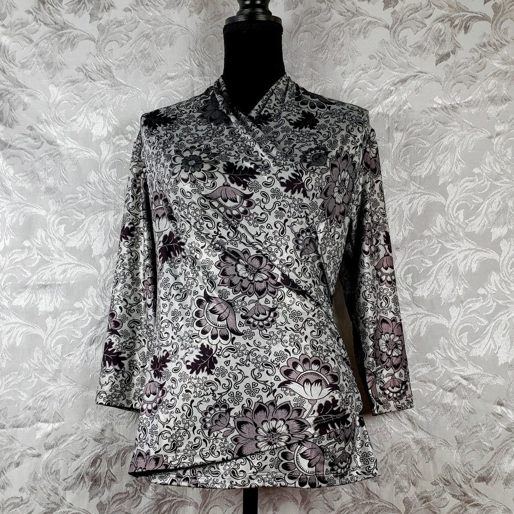 Silver Metallic Fitted Tunic Top